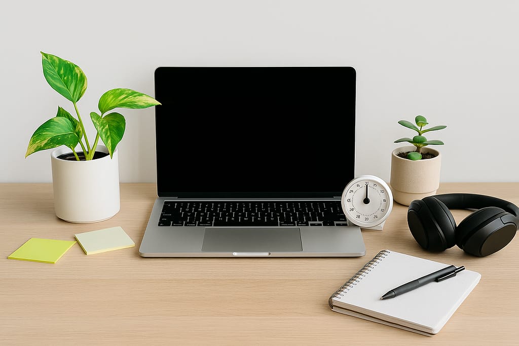 Spazio di lavoro organizzato adatto all'ADHD